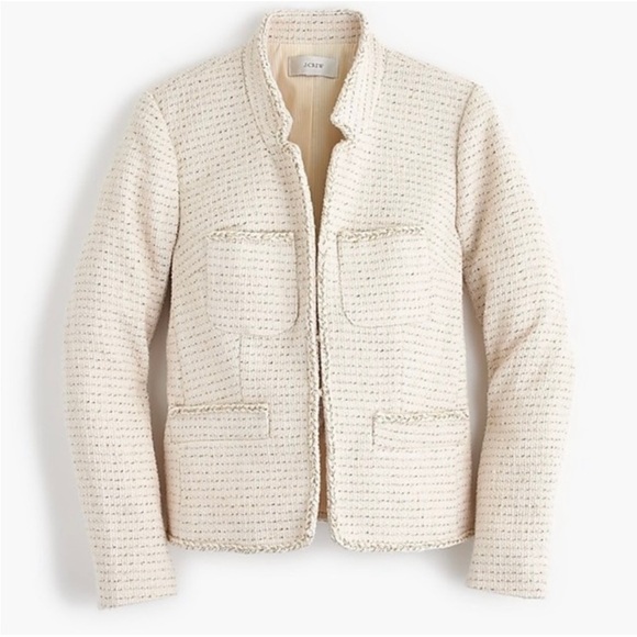 J. Crew Jackets & Blazers - J. CREW Metallic Tweed Lady Jacket Blazer Cream Size 12 Tall